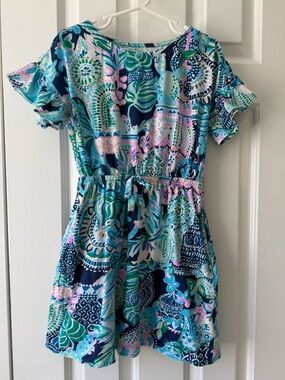 Lilly Pulitzer Girls' Navy, Teal & Pink Floral Casual Dress size M (6-7)